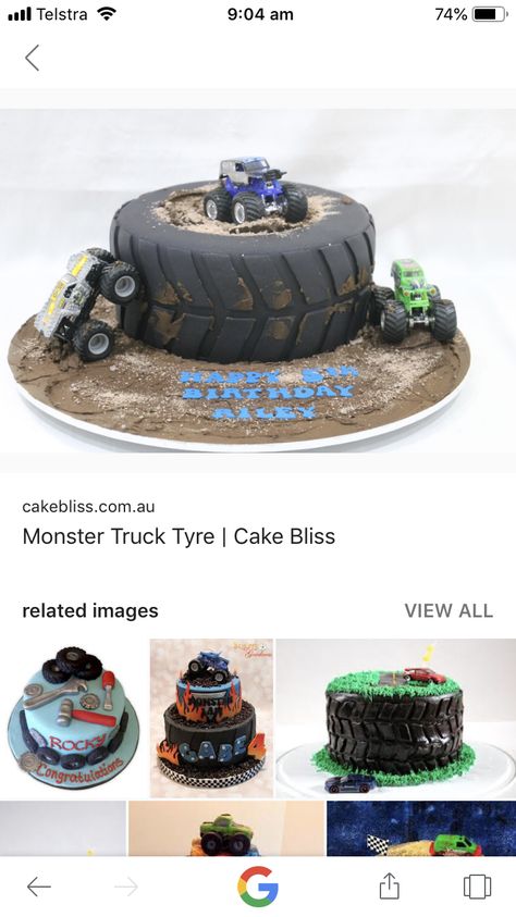 Monster Truck Tire Cake, Monster Trucks Cake, Tyre Cake, Tire Cake, Monster Truck Cake, Truck Cakes, Monster Trucks Birthday Party, Truck Birthday, Monster Truck Birthday