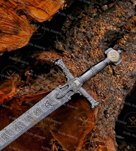 Custom Handmade Damascus Steel King Solomon Sword Battle Ready Sword With Sheath by KnifeArena on Etsy Sutton Hoo, King Solomon, Damascus Steel, Damascus, Swords, Pakistan, Electronic Accessories, Music Clothes, Quick Saves