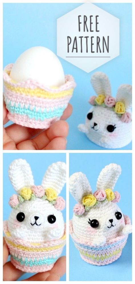 Done rabbit description in the basket Amigurumi Bunnies, Rabbit Patterns, Rabbit Ideas, Rabbit Crochet, Crochet Basket Pattern Free, Amigurumi Rabbit, Rabbit Crafts, Crochet Easter, Easter Crochet Patterns