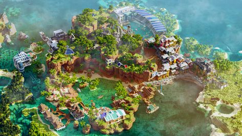 ArtStation - "Seabums" Tropical Resort | Minecraft Map Environment Design Resort Minecraft, Minecraft Tropical, Resort Island, Fishing Town, Minecraft Map, Sports Stadium, Tropical Resort, Tropical Island, My Team