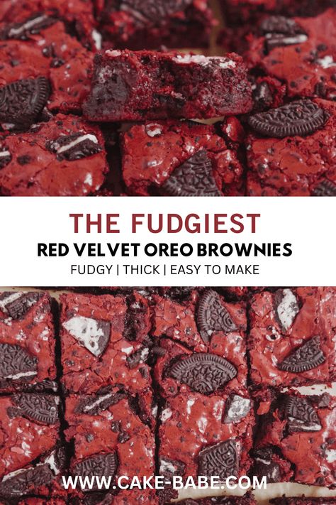 Easy Red Velvet Oreo Brownie Recipe - Cake Babe Flavored Brownies, Red Velvet Oreo Brownies, Oreo Brownies Recipe, Oreo Bars, Easy Red Velvet, Red Velvet Flavor, Velvet Brownies, Oreo Brownie, Red Velvet Oreo