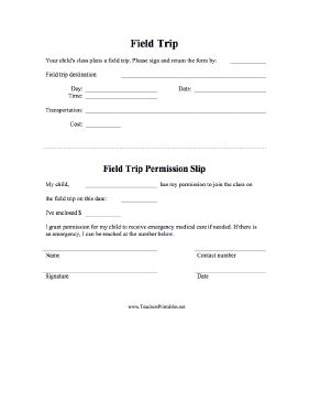 A field trip permission form, in which the teacher writes in the activity information in the top portion and the parent completes, signs, and returns the bottom portion. Free to download and print Field Trip Forms For Parents, Field Trip Permission Slip Template, Preschool Field Trip, Daycare Paperwork, Field Trip Permission Slip, Permission Slip Template, Teacher Box, Teacher Morale, Educational Activities For Preschoolers