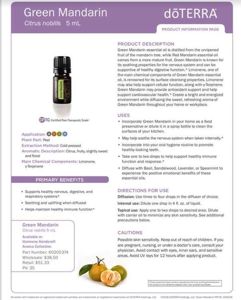 Green Mandarin - dōTERRA Doterra Roman Chamomile, Toilet Odor, Terra Essential Oils, Doterra Oils Recipes, Roman Chamomile Essential Oil, Mandarin Essential Oil, Doterra Oil, Essential Oils 101, Doterra Essential Oils Recipes