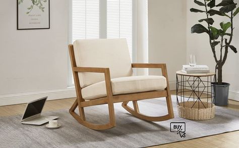 Stone & Beam Modern Hardwood Rocking Chair, 24.5"W, Light Gray Minimalist Chair, Minimalist Decor, Rocking Chair, Light Gray, Beams, Light Grey, Stone, Grey