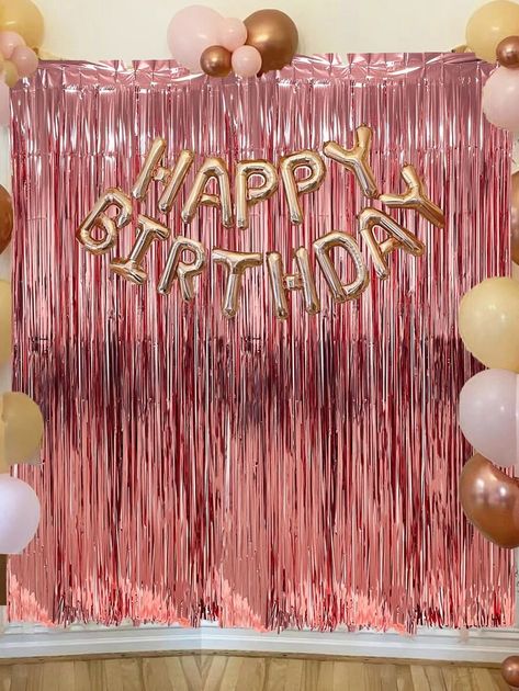 1pc Party Backdrop, Metallic Foil Fringe Tinsel Curtain, Adult Kids Birthday Party Wedding Decoration Baby Shower Favor Supplies for Sale New Zealand| New Collection Online| SHEIN New Zealand Rose Gold Outdoor Party Decor, Rose Gold Backdrop Birthday, 50 And Fabulous Party, Rose Gold Party Favors, Rose Gold Backdrop, Tinsel Curtain, Pink Birthday Decorations, Bride To Be Decorations, Pet Event