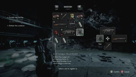 Inventory | Game UI Database Video Game Inventory, Game Inventory Ui, Game Inventory, Game Interface, Game Ui, Gotham City, Horror Game, Art Portfolio, Resident Evil