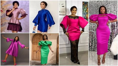 Mikado Dress Styles, Mikado Silk Dress Nigeria, Mikado Gown Styles, Mikado Styles, Short Flare Gown, Ankara Short Flare Gowns, English Outfit, Mikado Gown, Mikado Dress