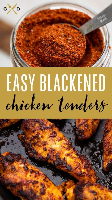 Best Blackened Chicken, Blackened Chicken Tenders, Seasoned Chicken, How To Make Blackened Chicken, Grilled Chicken Tender Recipes, Blackened Chicken Seasoning Recipes, Blackened Chicken Oven, Low Carb Chicken Casserole, Grilled Chicken Tenders