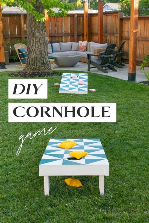 Two ways to make a DIY cornhole game! Learn to make kid-sized cornhole boards, and regulation cornhole boards as well. Two paint options, and instructions on how to make cornhole bags too! It's an awesome family project to do together, and then play in your backyard. Cornhole is a perfect backyard game for summer. Diy Cornhole Bags, Diy Cornhole Game, Make Cornhole Boards, Regulation Cornhole Boards, Diy Cornhole, Diy Cornhole Boards, Corn Hole Diy, Cornhole Game, Summer Things