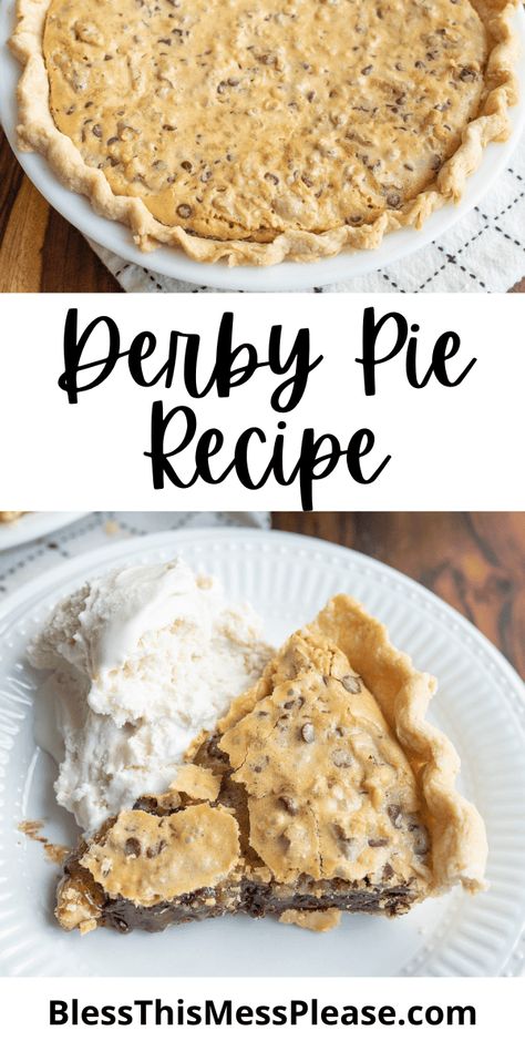 Derby Pie Derby Pie Bars, Derby Pie Recipe, Derby Recipe, Kentucky Derby Pie, Derby Pie, Homemade Pastries, Flaky Pie Crust, Popular Desserts, Unique Desserts