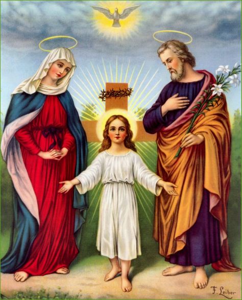 Jesus with his Mother Mary and his foster father Joseph. The Holy Family Jesus And Mary, Religious Photos, Jesus Mary And Joseph, Christian Images, Blessed Mother Mary, St Anne, Child Jesus, Holy Mary, Mary And Jesus