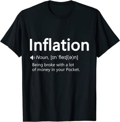 Funny Inflation Definition Sarcastic Inflation Humor Saying T-Shirt Economics Humor, Economics Quotes, Tax Memes, Money Investment, Being Broke, Business Tax, Economics, Funny Shirts, Branded T Shirts