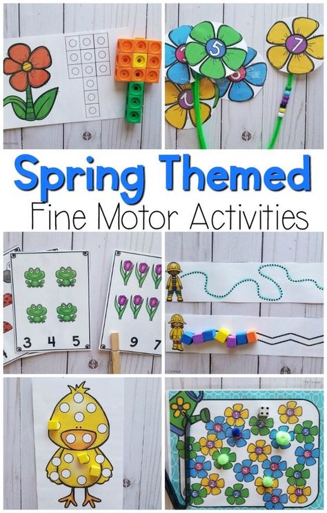 Spring fine motor activities. These are perfect for preschool fine motor activities in the spring. These are also great kindergarten activities. Occupational therapists will love these fine motor activities! Spring Fine Motor Activities, Fine Motor Crafts, Spring Theme Preschool, Spring Preschool Activities, Spring Lessons, Preschool Fine Motor Activities, Fine Motor Activities For Kids, Spring Classroom, Spring School