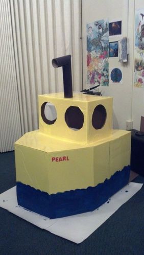 Cardboard Submarine Diy, Cardboard Submarine, Diy Submarine, Deep Sea Discovery Vbs, Submarine Craft, Ocean Commotion Vbs, Underwater Crafts, Submerged Vbs, Ocean Vbs