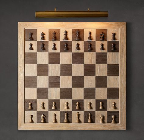 Giant Wall-Mounted Vertical Chess Set - The Green Head Flat Aesthetic, Chess Squares, Basement Home Theater, Wooden Chess Board, Interactive Walls, Home Theater Speakers, Chess Sets, Home Theater Rooms, Wooden Chess