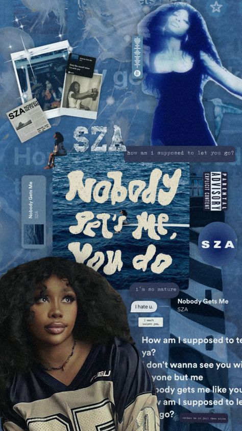 Nobody gets me, you do- SZA 💙🌊 Snooze By Sza Wallpaper, Nobody Gets Me Sza Wallpaper, I Love Sza Wallpaper, Sza Wallpapers Ipad, Sza Quotes Wallpaper, Sza Aesthetic Wallpaper Iphone, Sza Fanart, Sza Aesthetic Poster, Nobody Gets Me Sza