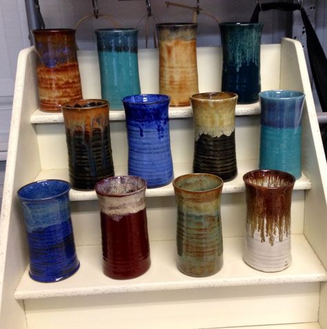 Tumblers by Linda Neubauer Pottery Throw Like A Girl, Ceramic Tumbler, Drinking Vessels, Clay Mugs, Ceramics Ideas Pottery, Pottery Designs, Jar Lids, Drinking Glasses, Pottery Mugs