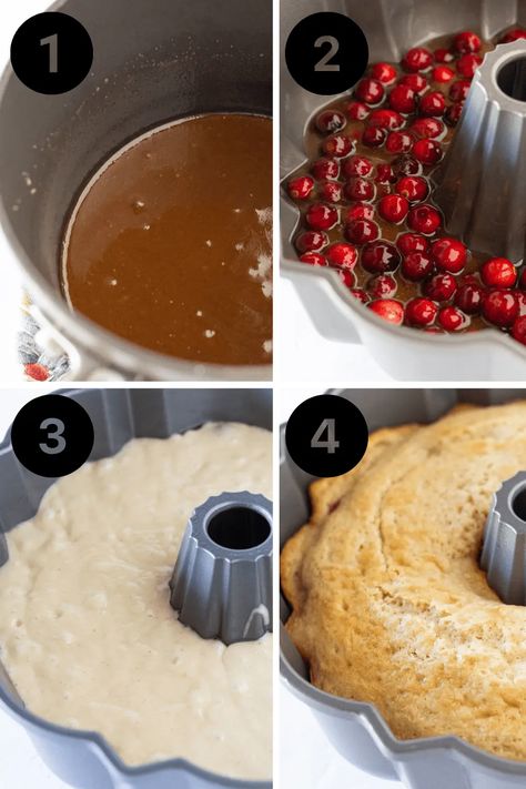 Easy Cranberry Upside Down Bundt Cake - Practically Homemade Christmas Cranberry Bundt Cake, Cranberry Dump Cake, Cake Mix Pound Cake, Christmas Bundt Cake Recipes, Cranberry Topping, Orange Bundt Cake Recipe, Upside Down Bundt Cake, Bundt Cake Mix, Cranberry Cake Recipe