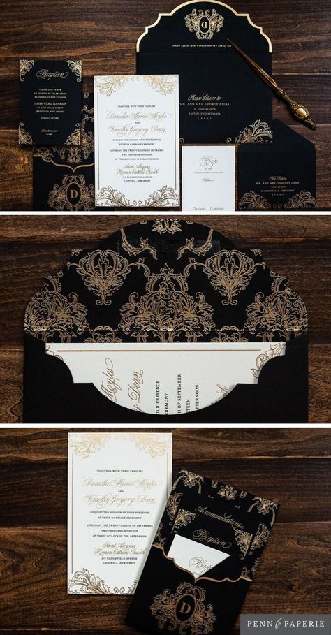 Wedding Invitations With Pictures, Classy Wedding Invitations, Monogram Wedding Invitations, Black Wedding Invitations, Pocket Wedding Invitations, Wedding Invitations Romantic, Beach Wedding Invitations, Luxury Wedding Invitations, Vintage Monogram