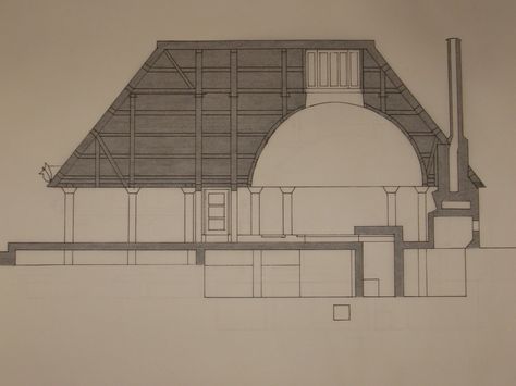 woodland chapel section Woodland Chapel, Louvre, Building