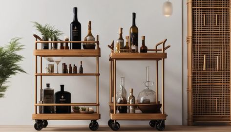 Japandi Bar Cart Ideas for Stylish Home Entertaining - Mojo Boutique Japandi Bar, Elegant Japandi, Bar Cart Ideas, Cart Ideas, Home Entertaining, Entertainment Space, Elevate Your Home, Stylish Home, Bar Cart