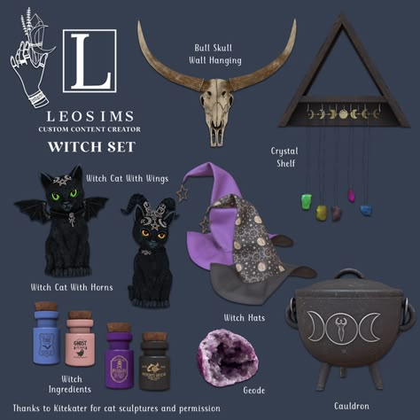 Sims 4 Cc Furniture Witchy, Sims4 Cc Witch Furniture, Spooky Sims 4 Cc, Sims 4 Cc Vampire Furniture, Sims 4 Witch House, Sims 4 Witch Cc, Leo Sims, Sims 4 Cc Goth, Furniture Cc