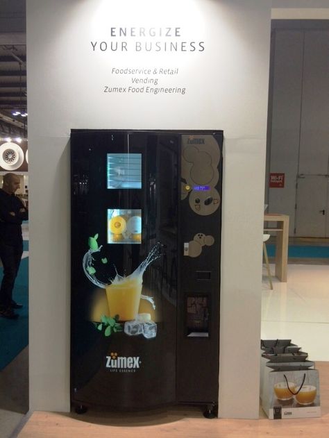 Our automatic vending machine is in @hostmilano 2015 too! With Zumex Vending, enjoy a freshly squeezed juice, natural and refreshing, any time, any place. Discover its new cover design which combines latest generation technology with a sophisticated and care image! Perfect for your healthy vending. Vending Machines, Vending Machine, Cover Design, Juice, Milk, Technology, Design