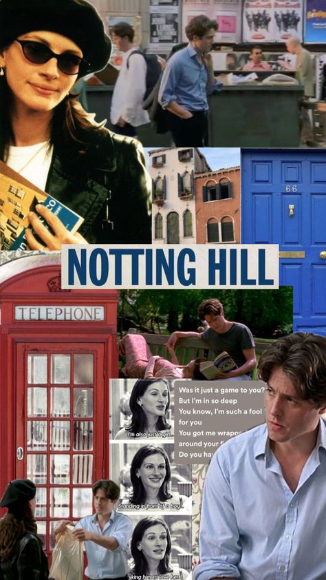 notting hill poster rom  com movie hugh grant wallpaper background poster Notting Hill Wallpaper, Notting Hill Movie, Hill Wallpaper, Richard Curtis, Anniversary Books, Wallpaper Collage, Movie Wallpapers, Notting Hill, Homescreen Wallpaper