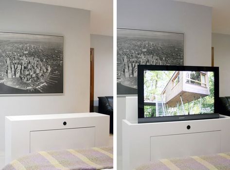 televisión integrada en mueble Tv Holder, Mesa Tv, Smart House, Ideas Casa, Organizing Ideas, Future House, Smart Home, Oversized Mirror, Mirror