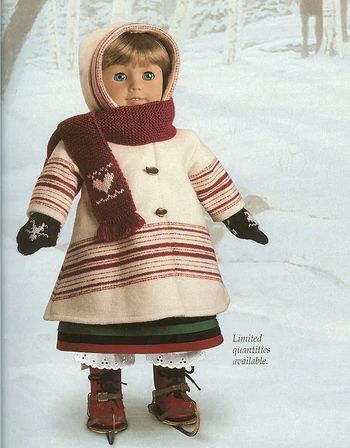 Kirsten American Girl Doll, American Girl Kirsten, Kirsten Larson, American Girl House, Winter Skating, Red Garter, Skating Outfit, Garter Stitch Knitting, Dress Paper