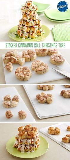 Take classic cinnamon rolls to the next level with this super easy and fun Christmas tree! The whole family will be impressed. Cinnamon Roll Tree Breakfast, Bright Desserts, Cinnamon Roll Christmas Tree, Cinnamon Roll Christmas, Roll Christmas Tree, Food Favors, Breakfast Christmas, Fun Christmas Tree, Presents For Christmas