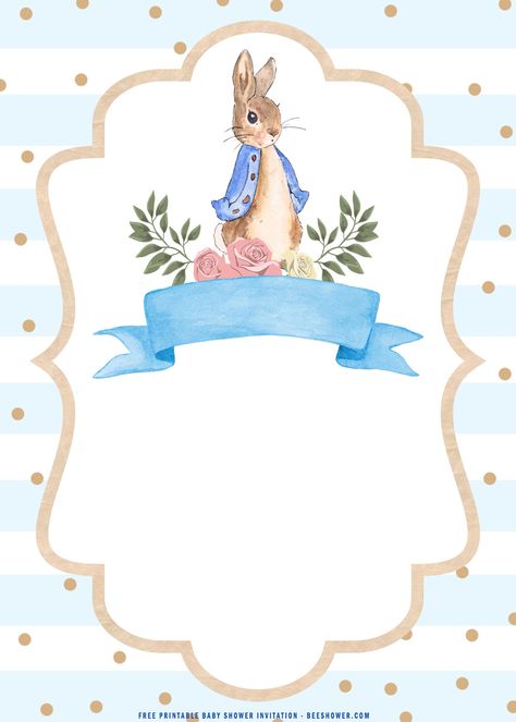 Rabbit Theme Party, Peter The Rabbit, Bunny Baby Shower Invites, Free Printable Baby Shower Invitations, Peter Rabbit Birthday, Peter Rabbit Party, Idee Babyshower, Bunny Baby Shower, Rabbit Baby