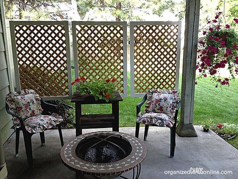 This might be the best privacy idea we've ever seen! I've seen several DIY projects for privacy fences, but I didn't want to spend a lot of money or put a ton of effort into this project. Backyard Privacy Screen, Diy Privacy Screen, Easy Patio, Small Pergola, Patio Privacy Screen, Screen Plants, Patio Steps, Patio Privacy, Privacy Landscaping