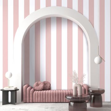 Pink And White Striped Wallpaper, Stripe Awning, Blush Pink Wallpaper, Magnolia Wallpaper, Magnolia Colors, Stripe Wallpaper, Striped Wallpaper, Wide Stripes, Pink Clouds