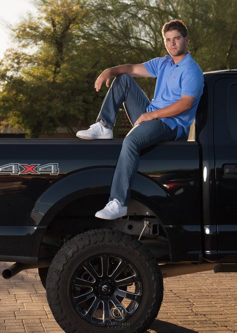 Guy Truck Photoshoot, Senior Picture Ideas For Guys Truck, Truck Graduation Pictures, Male Senior Pictures Poses With Truck, Guy Senior Photos Country, Senior Picture Ideas For Guys Welding, Senior Picture Ideas For Guys With Truck, Senior Picture Ideas Truck, Boy Senior Pictures With Truck