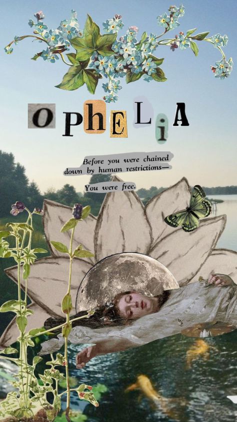 Ophelia Painting, Hamlet And Ophelia, Poetry Wallpaper, Books Wallpaper, Beauty Vibes, Collage Art Projects, Scrapbook Book, Poetry Art, The Jacksons