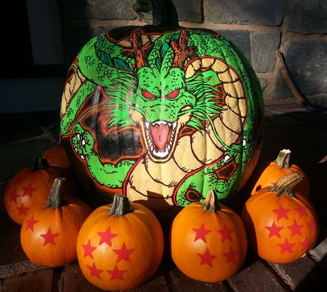 Dragon Ball Pumpkins by MyCKs on deviantART Anime Street, Dragon Ball Z Shirt, Pumpkin Display, Pumpkin Carvings Stencils, Pumpkin Carving Templates, Pumpkin Painting, Pumpkin Art, Dragon Balls, Dragon Ball Gt