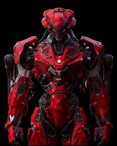 Red Robot Aesthetic, Red Mecha, Space Armor, Exo Suit, Sci Fi Armor, Red Robot, Machine Art, Futuristic Robot, Futuristic Armour