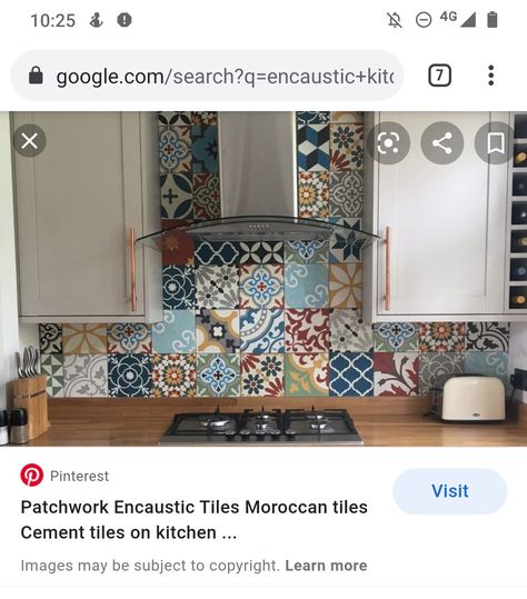 Patchwork Tiles Kitchen, Moroccan Tiles Kitchen, Patchwork Kitchen, Tiles Moroccan, Moroccan Kitchen, Trendy Bathroom Tiles, Patchwork Tiles, Encaustic Tiles, Moroccan Living Room