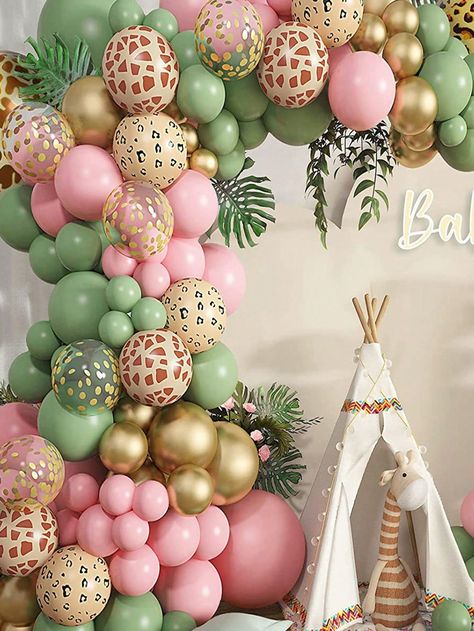 Multicolor  Collar  Látex   Embellished Four Ever Wild Balloon Arch, Animal Print Balloon Arch, Baby Animal Birthday Party, Party Animal Birthday Theme Decoration, Zoo Birthday Theme, Two Wild Birthday Decorations, Kids Safari Party, Two Wild Birthday Party Girl, Clementine Party