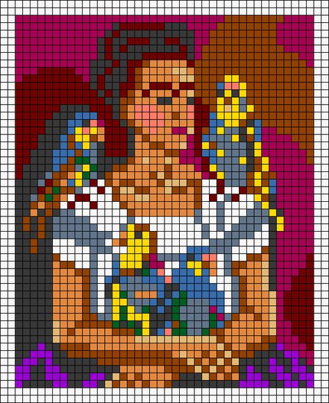 Frida Kahlo Cross Stitch, Fine Art Cross Stitch, Cross Stitch Pattern Maker, Nerd Crafts, Miniature Embroidery, Tiny Cross Stitch, Tapestry Crochet Patterns, Pixel Pattern, Cross Stitch Alphabet