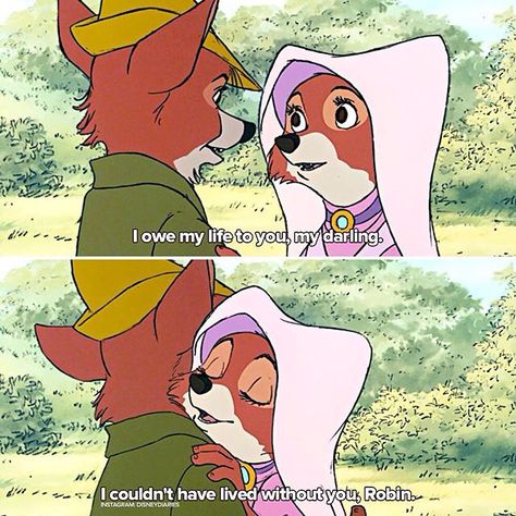 Robin Hood and Maid Marian (Robin Hood) (c) 1973 Walt Disney Animation Studios Robin Hood And Maid Marian, Robin Hood 1973, Los 70s, Robin Hood Disney, Maid Marian, Disney Movie Quotes, The Hound, Animation Studios, Disney Animals