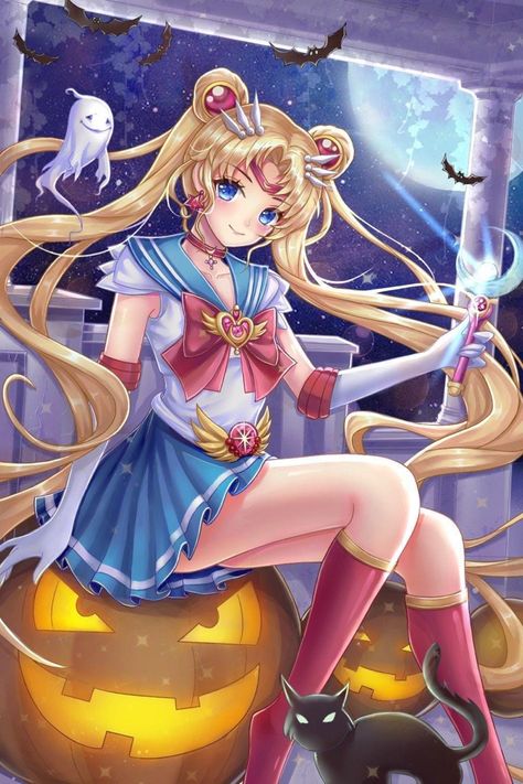 Sailor Moon Halloween, Manga Black And White, Sailor Moon Girls, Moon Halloween, Arte Sailor Moon, Sailor Moon Stars, Sailor Scout, Sailor Moon Fan Art, Sailor Moon Usagi