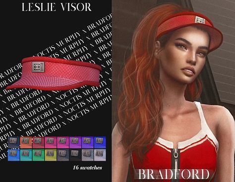 Leslie Visor [Chanel Month 2.0 - Day 22] - MURPHY x BRADFORD x NOCTIS Sims 4 Visor Cc, Ts4 Accessories, Free Sims 4, Free Sims, Sims4 Cc, Ts4 Cc, Visor Hats, Maxis Match, The Sims 4