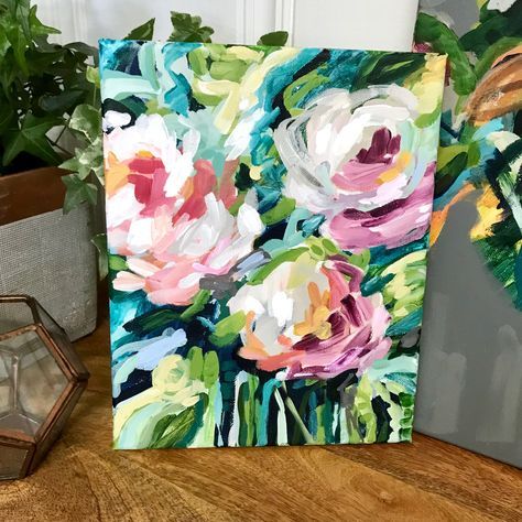 Flowers On Canvas, Happy Painting, Paint Modern, Acrylic Painting Flowers, Abstract Flower Art, Abstract Floral Paintings, Painting Classes, Soyut Sanat Tabloları, Acrylic Painting For Beginners