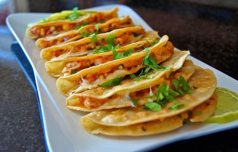 Healthy and Gourmet: Encamaronadas (Cheesy Shrimp Tacos)