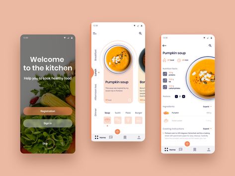 Recipe App Design, Uxui Design, Application Ui Design, Desain Ux, Recipe App, App Promotion, Cooking App, Mobile App Design Inspiration, Application Mobile