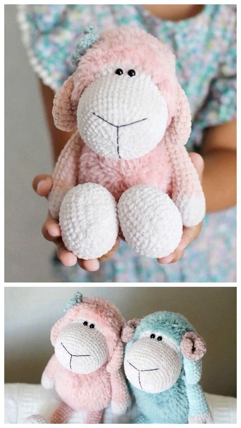 Plush Sheep Amigurumi Crochet Free Pattern - Free Crochet Patterns Crochet Sheep Free Pattern, Crochet Lamb Pattern, Amigurumi Minta, Crochet Sheep, Crochet Toys Free, Amigurumi Plush, Easy Crochet Animals, Crochet Bunny Pattern, Crochet Animals Free Patterns