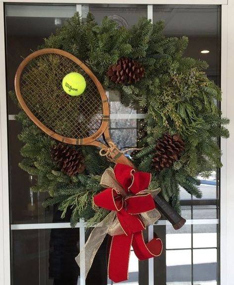 Tennis Racquet Decor, Tennis Racket Art, Tennis Ball Crafts, Tennis Decorations, Christmas Tennis, Tennis Crafts, Tennis Ornament, Tennis Christmas, Tennis Party