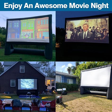 This is amazing. Imagine having friends and family over for a epic outdoor movie night. XHYCPY 16ft Inflatable Movie Screen Outdoor Projector Screen with Air Blower Storage Bag - Front/Rear Projection, Easy Set Up Blow Up Screen for Backyard Movie Night, Theme Parties, Celebrations Movie Screen Outdoor, Blower Storage, Outdoor Projector Screen, Inflatable Movie Screen, Movie Night Theme, Outdoor Movie Theater, Cinema Projector, Outdoor Movie Screen, Night Theme